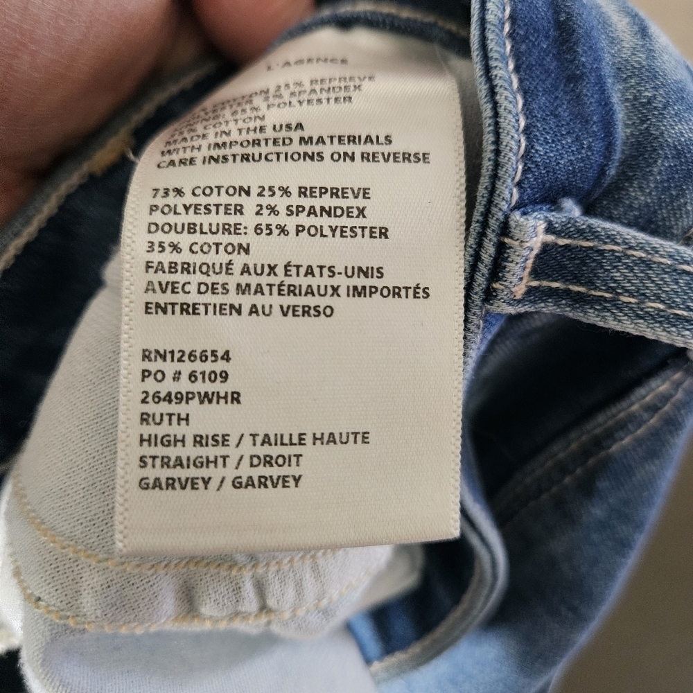 L'agence Blue Denim Ruth High Rise Straight Jeans In Garvey - Picture 12 of 12